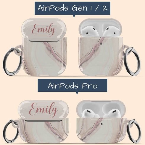 Nude Marble Custom Name AirPods Case